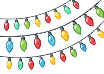 Colorful Christmas Light String Festive Decorative PNG with Transparent Background