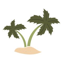 Illustration of Two Palm Trees on Island