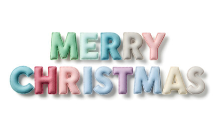 Pastel-colored 3D Merry Christmas typography with soft lighting and clean minimalist style for modern seasonal greeting and holiday design projects