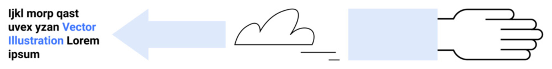 Cloud storage, digital transfer, data sharing, technology, file access, and communication. An arrow pointing to a cloud shape leading to a hand. Cloud storage and digital transfer concepts