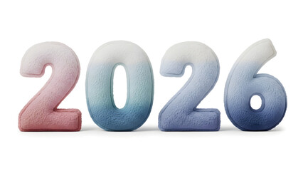 Bold metallic 3D 2026 typography with soft gradients and modern styling, perfect for New Year celebration graphics, posters, banners, and digital artwork