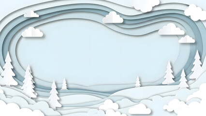 Calm icy blue winter landscape with soft snowdrifts and gentle frame design, perfect for seasonal greetings, peaceful holiday artwork, and winter-themed layouts