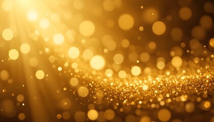 Abstract gold glitter bokeh background featuring luminous sparkling light effects for elegant shimmering visual design