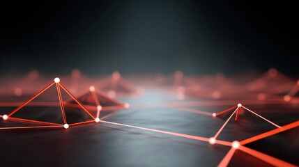 Abstract network design featuring glowing triangular shapes and lines against a dark background, symbolizing technology and connectivity in modern digital world