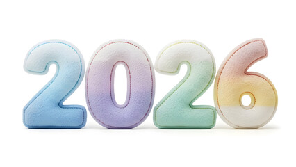 Soft sky-blue 2026 text with fluffy clouds and floating festive decorations, perfect for New Year greeting cards, posters, banners, and cheerful seasonal artwork