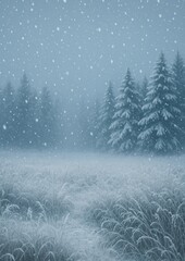 Fototapeta premium Serene snowy forest landscape wallpaper.