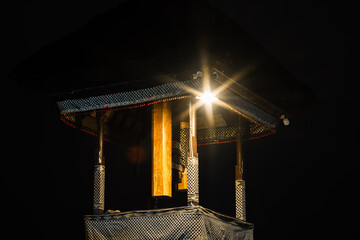 Balinese Kulkul Tower at Night