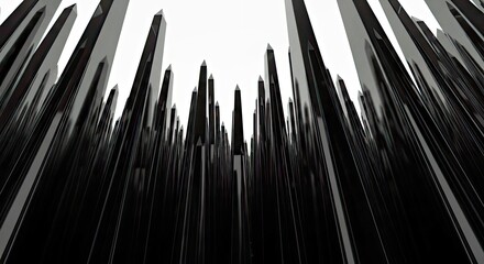 Modern Black Skyscrapers Towering Into the Sky Cityscape Architecture Abstract
