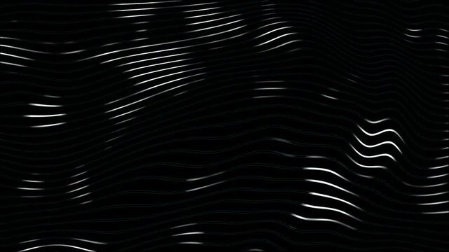 Abstract Black Wavy Line Motion Background with Smooth Flowing Light Stripes Animation