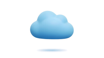 Cloud Computing Concept with 3D Blue Cloud Icon on White Background for Technology and Data Storage Illustrations