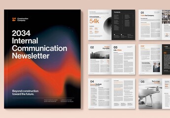 Corporate Brochure, Company Handbook, Newsletter & White Paper Report Template with Abstract Brochure Cover Design