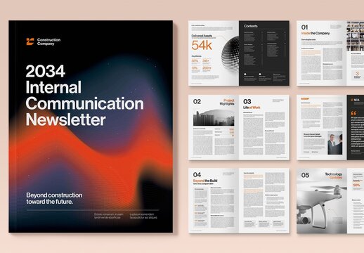 Corporate Brochure, Company Handbook, Newsletter & White Paper Report Template with Abstract Brochure Cover Design