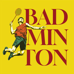 Dynamic Badminton Player Action Illustration