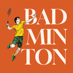 Dynamic Badminton Player Action Illustration