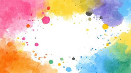 Vibrant rainbow watercolor splash frame with colorful paint splatters National Hangover Day