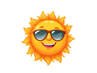 Cheerful sun character wearing sunglasses smiling happy, Isolated, Png Transparent Background