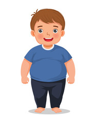 Obese little boy standing pose portrait with smiling expression