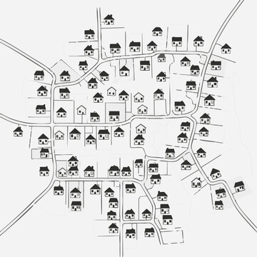A detailed map of a suburban neighborhood showing various houses and streets.