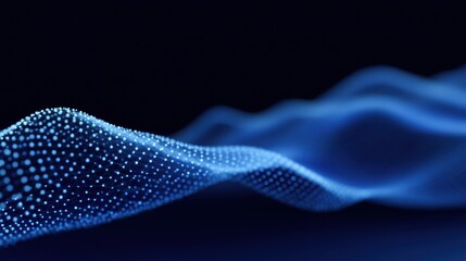 Abstract digital landscape featuring flowing blue waves with dotted patterns conveying technology, movement, and innovation in a futuristic design