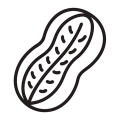 Simple outline icon of a peanut