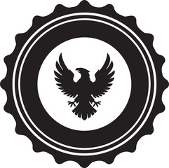 Black silhouette of a majestic eagle within a circular emblem