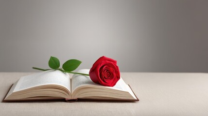 Luxurious valentine's invitation to a passionate anniversary celebration red rose flourishing on open book romance in elegance