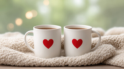 Valentine's coffee invitation for a luxurious romantic anniversary celebration in warm red and pink flourishing passion