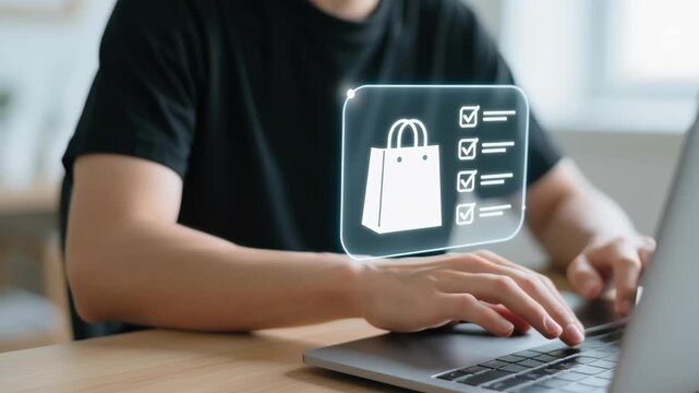 Business interacts with virtual customer through online interface enhancing engagement and providing data insights to track advertising trends and improve marketing strategies effectively
