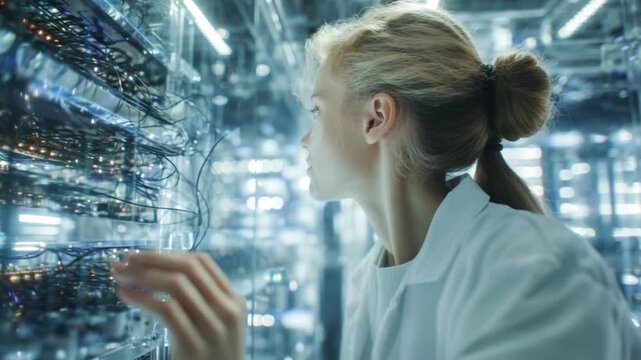 Quantum Cryptography Scientist Testing Communication Links