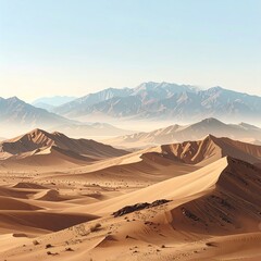 Fototapeta premium Vast desert landscape with distant mountains