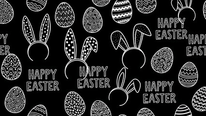 Happy easter background with bunny ears and eggs