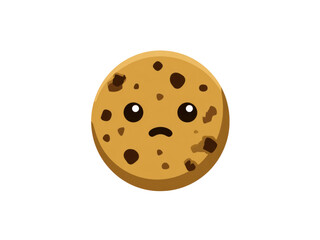 Fototapeta premium Sad chocolate chip cookie character with dark background face, Isolated, Png Transparent Background