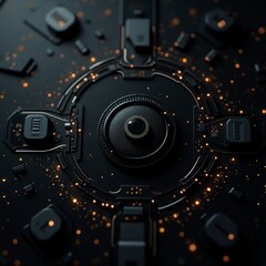Fototapeta premium AI generated Hightech circular command station featuring embedded circuits and glowing