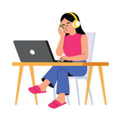 Headphones Focus Vector Flat Illustration EPS 10 File