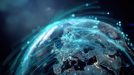 A globe with a network of lights