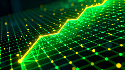 Digital growth chart line graph showing upward trend data visualization technology finance success innovation metrics analysis performance progress future investment market trends