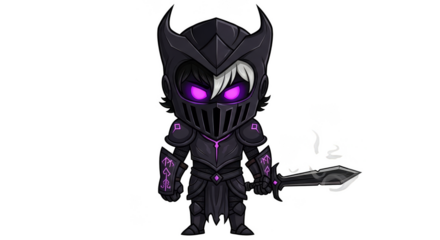 Chibi Dark Knight with Glowing Eyes and Sword.
