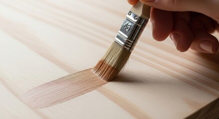 Hand Brushing Paint on Wooden Surface &mdash; creating natural grain texture