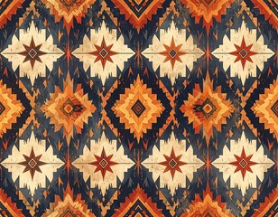 Geometric design featuring diamond, star, and zigzag patterns