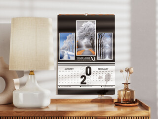 Cute calendar template for 2026 year