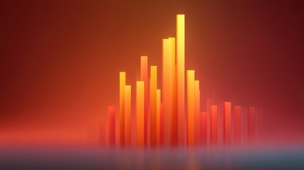 Abstract digital visualization of vibrant bars representing data trends against a soft gradient background in warm orange and yellow tones