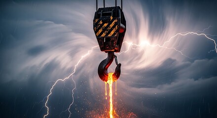 Heavy duty industrial crane hook with molten metal discharge