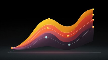 Colorful Abstract Graph Representation with Dynamic Waves and Data Points for Financial and Business Illustrations