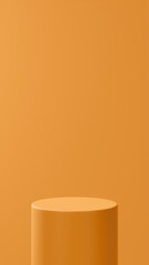 vertical fire orange background, isolated fire orange rounded base tube, fire orange color palette, product placement, fire orange background color