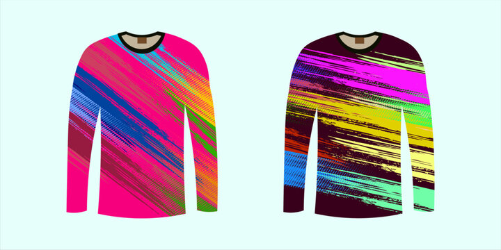 Long sleeve jersey pink yellow grunge texture for extreme sport, racing, gym, cycling, training, motocross, travel. Vector backdrop