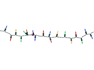 Colorful christmas light string on white background isolated on transparent background