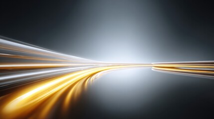 Abstract kinetic design showcasing smooth flowing lines and a bright light source creating a dynamic motion effect in a dark background.