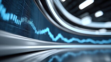 Futuristic Digital Interface with Blue Graph Line Displaying Data Trends and Insights in a Modern Commerce Environment