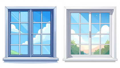 Fototapeta premium cartoon vector illustration of window with blue sky