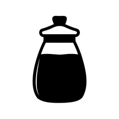 Stylized black silhouette of a jar or pot with a lid and contents